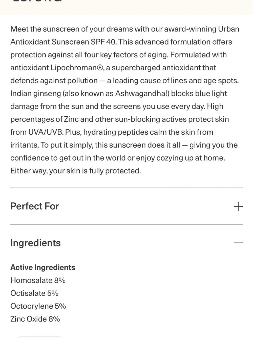 Dr Loretta Urban Antioxidant Sunscreen NIB